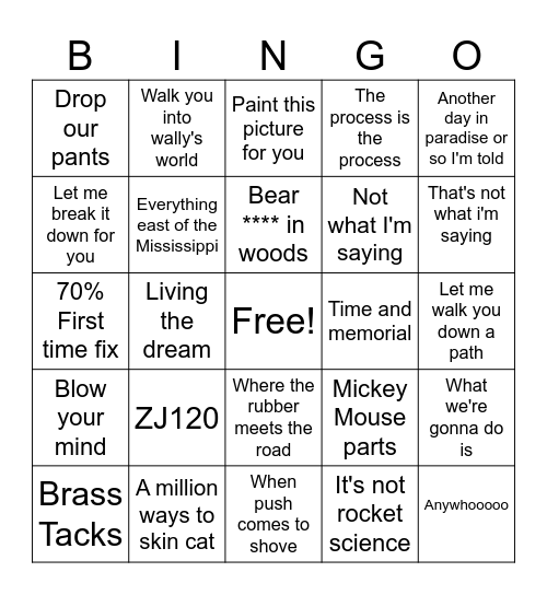 Frank Bingo Card