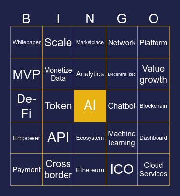 Blockchain Bullshit Bingo Card