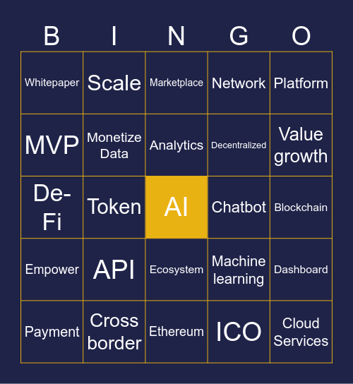 Blockchain Bullshit Bingo Card