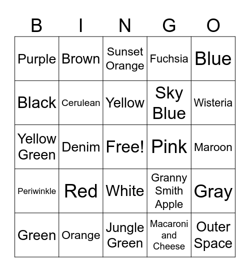 Rainbow Bingo Card
