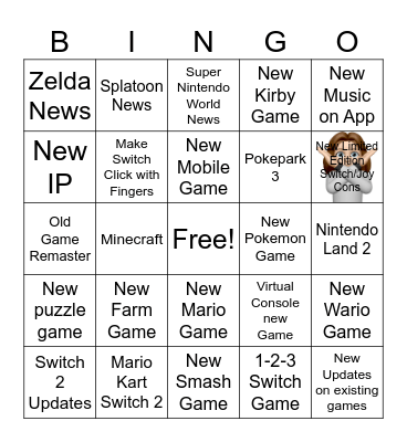 Nintendo Direct 2025 Bingo Card