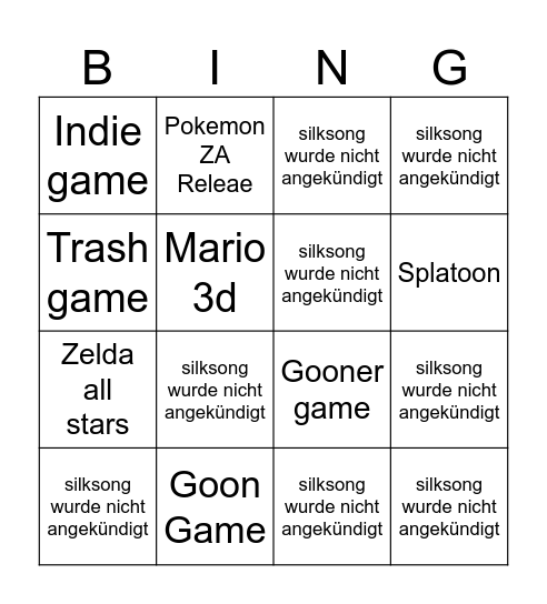 direct Bingo Card