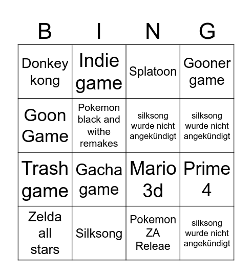 direct Bingo Card