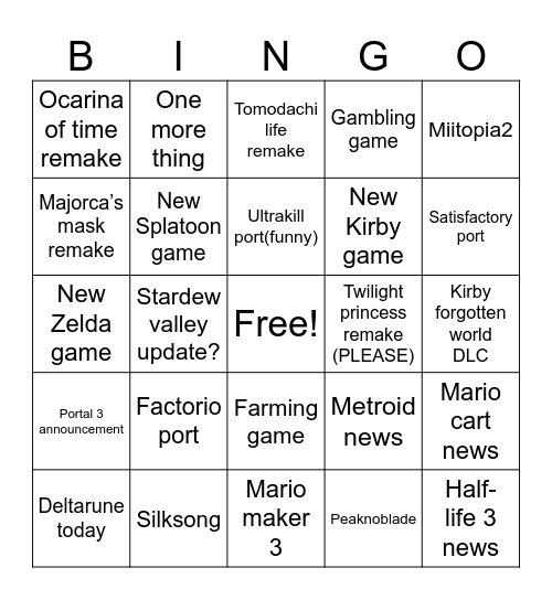 Copium Bingo Card
