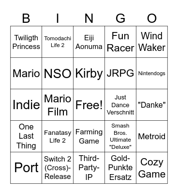 Nintendo Direct 27.03.2025 Bingo Card