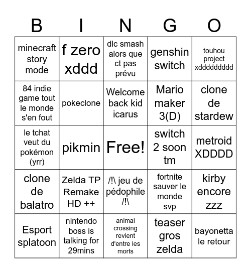 nintendo flop Bingo Card