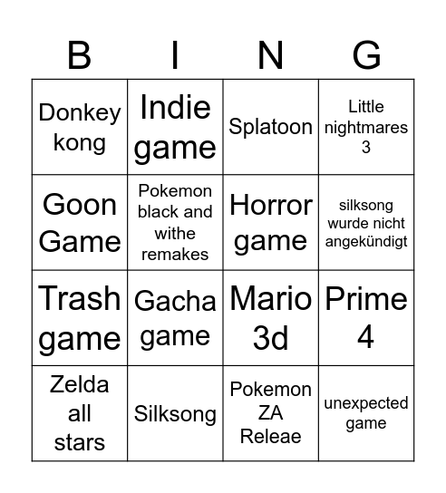 direct Bingo Card