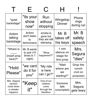 Tech Week Bingo Card