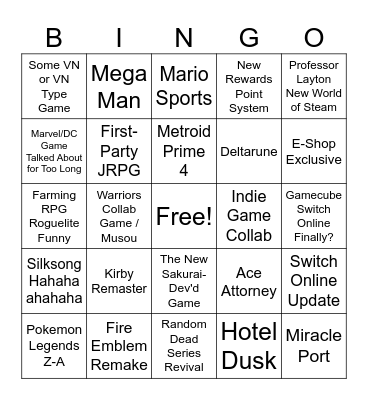 Switch 1 Direct Final Bingo Biesta 2025 Bingo Card