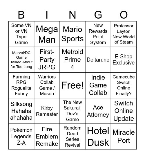 Switch 1 Direct Final Bingo Biesta 2025 Bingo Card