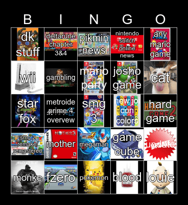 nintendo direct Bingo Card