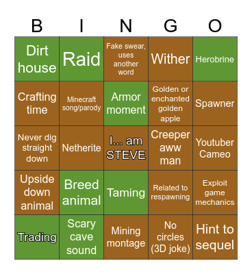 Minecraft Movie Bingo 😭 Bingo Card