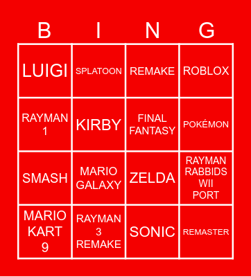NINTENDO DIRECT 27.03.25 Bingo Card
