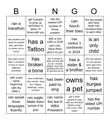 Find Someone Who... Bingo Card
