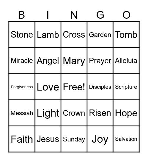 Easter Bingo Card