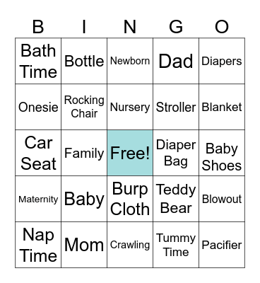 Baby Shower Bingo Card