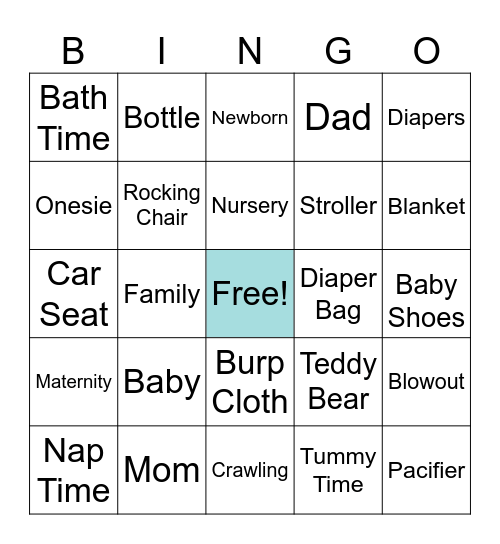 Baby Shower Bingo Card