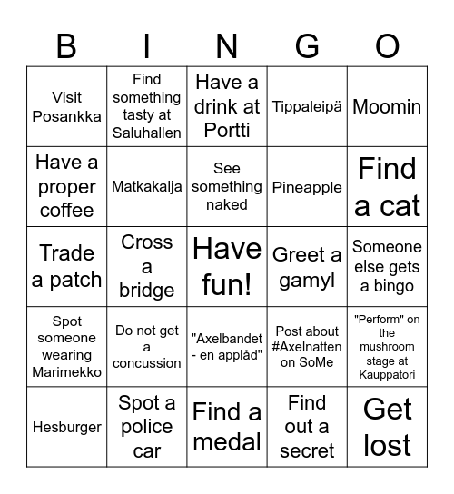 AXELNATTEN BINGO 3000 Bingo Card