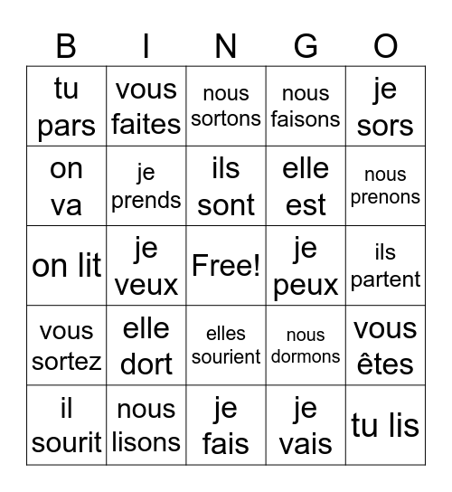 le présent Bingo Card