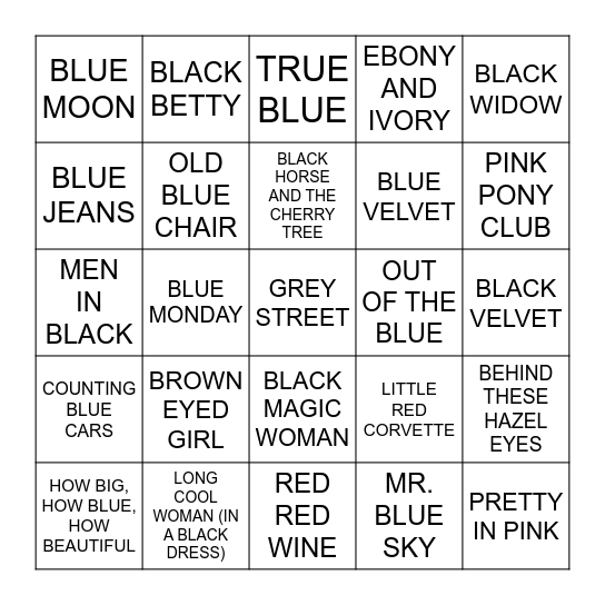 ART CLASS - COLORS Bingo Card