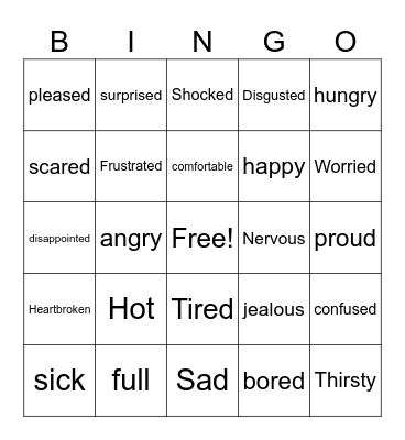 Emotions Bingo Card