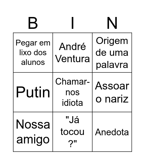 A.M.P Bingoooo 4ºEdição Bingo Card