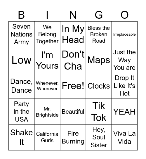 2000's Bingo Card