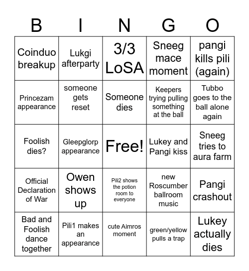 Realms Ball 2.0 Bingo Card