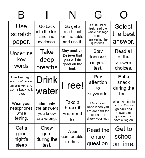 DRAGONS WILL ROCK THIS TEST! Bingo Card