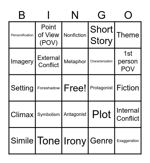 Lit. Devices Bingo Card