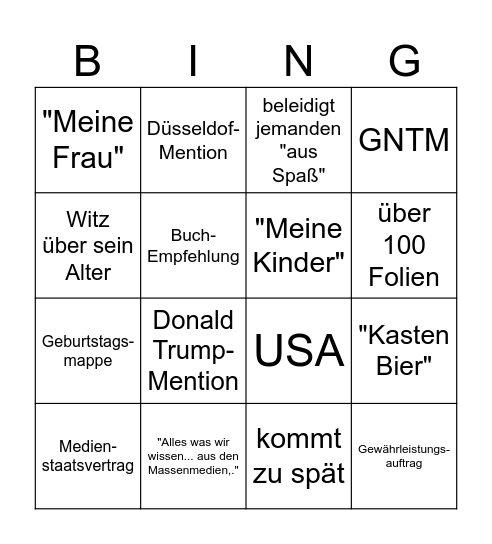 Kamps Bingo Card