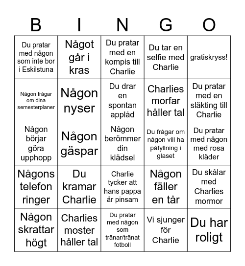 Charlie 18! Bingo Card
