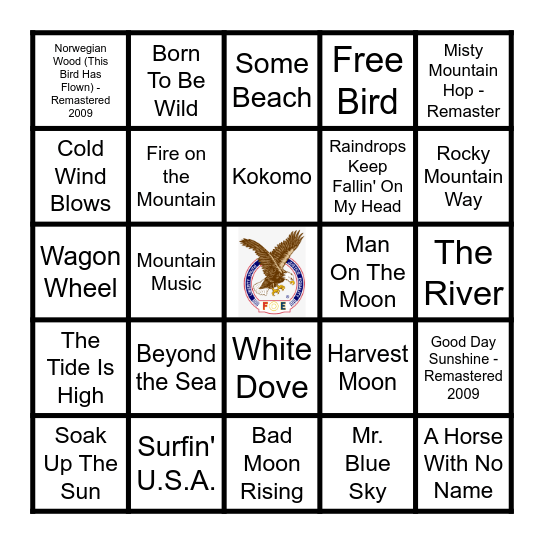 OUTDOORS MUSIC Bingo Card