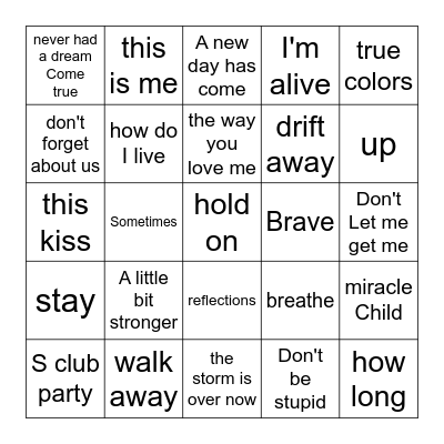 Stephanie's music bingo Card