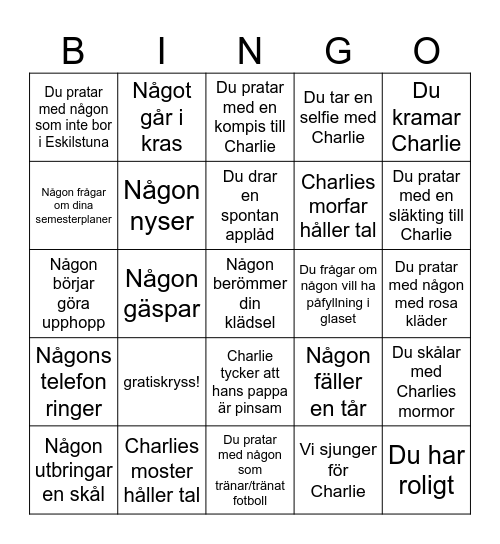 Charlie 18! Bingo Card