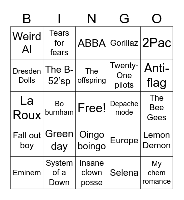 Music Bingo Card