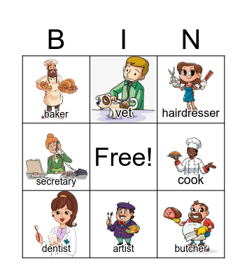 Professions and occupations Bingo Card