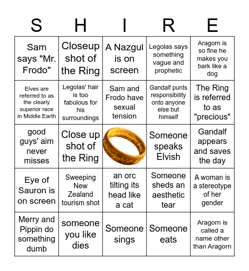 LotR Bingo Card