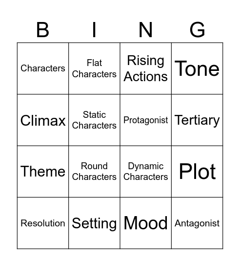 FICTION TEXTS FEATURES Bingo Card