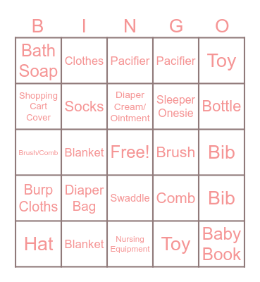 Baby Burleigh Bingo Card