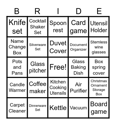 BRIDAL BINGO Card