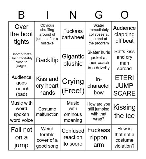 Skating Worlds Bingo Card