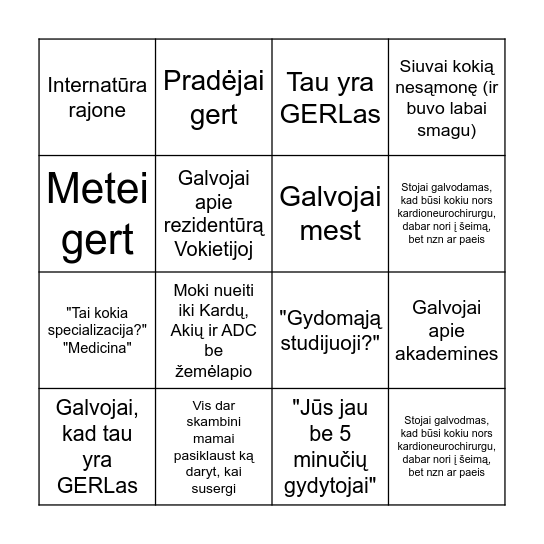 6 kursas Bingo Card
