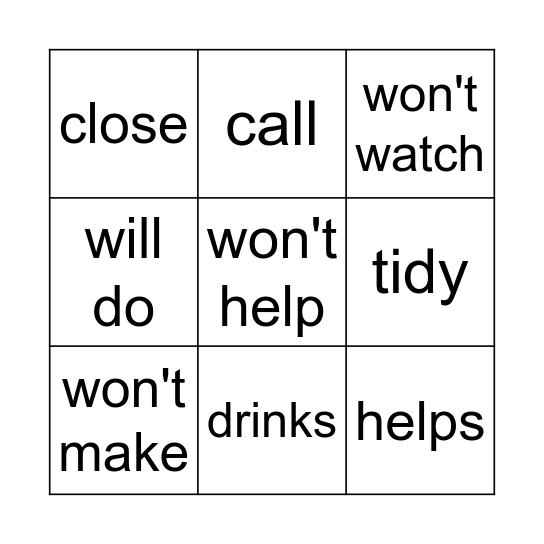 first conditional Bingo Card