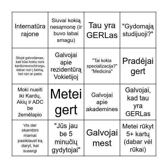 6 kursas Bingo Card
