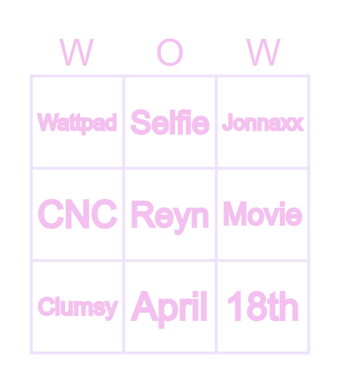 Jasmin’s 18th Bingo Bash Bingo Card