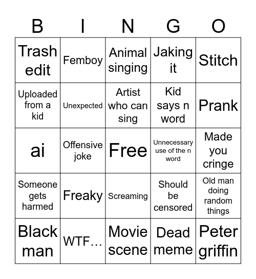 Reels bingo Card