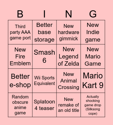 Switch 2 Direct Bingo Card