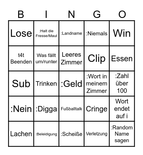 Twitch Bingo Card