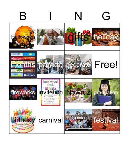 We are having a Celebration! Bingo Card